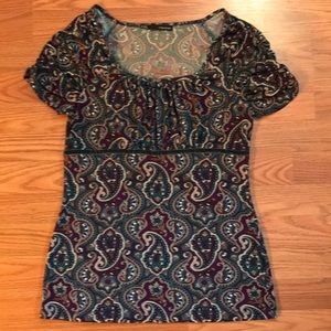 Empire Waist Top with Ruched Short Sleeves,